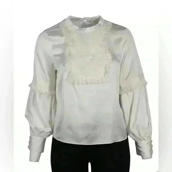 Ryegrass Ivory Tassel Boho Victorian Blouse Large NWT Love Bowery Poplin - Picture 2 of 11